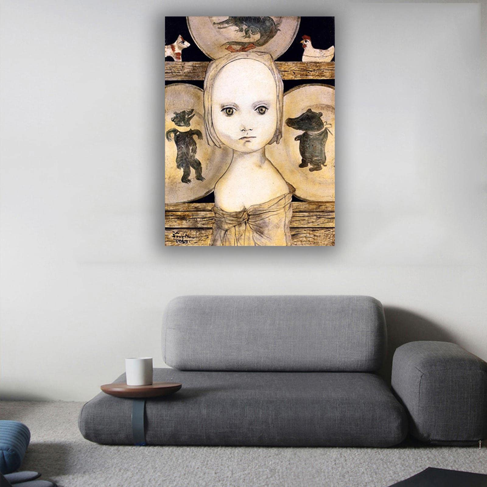 Amazon.co.jp: 藤田嗣治 キャンバスに版画 名画版画 複製画ポスター